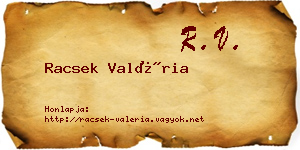 Racsek Valéria névjegykártya